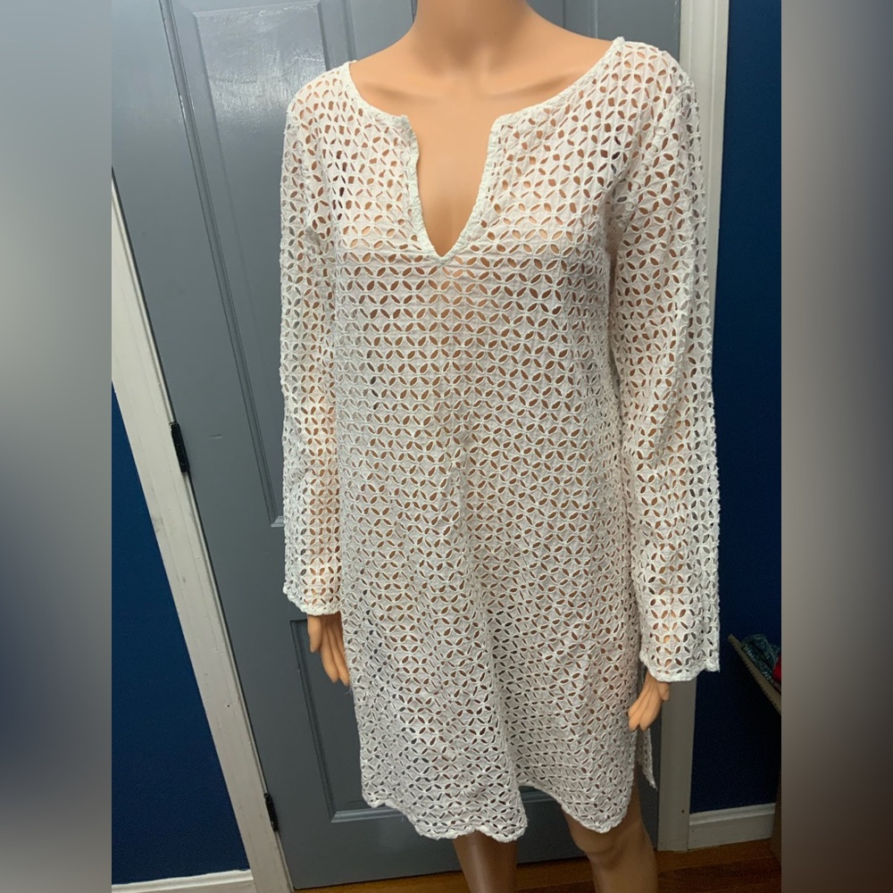 Tommy Bahama White Crochet Swim Coverup